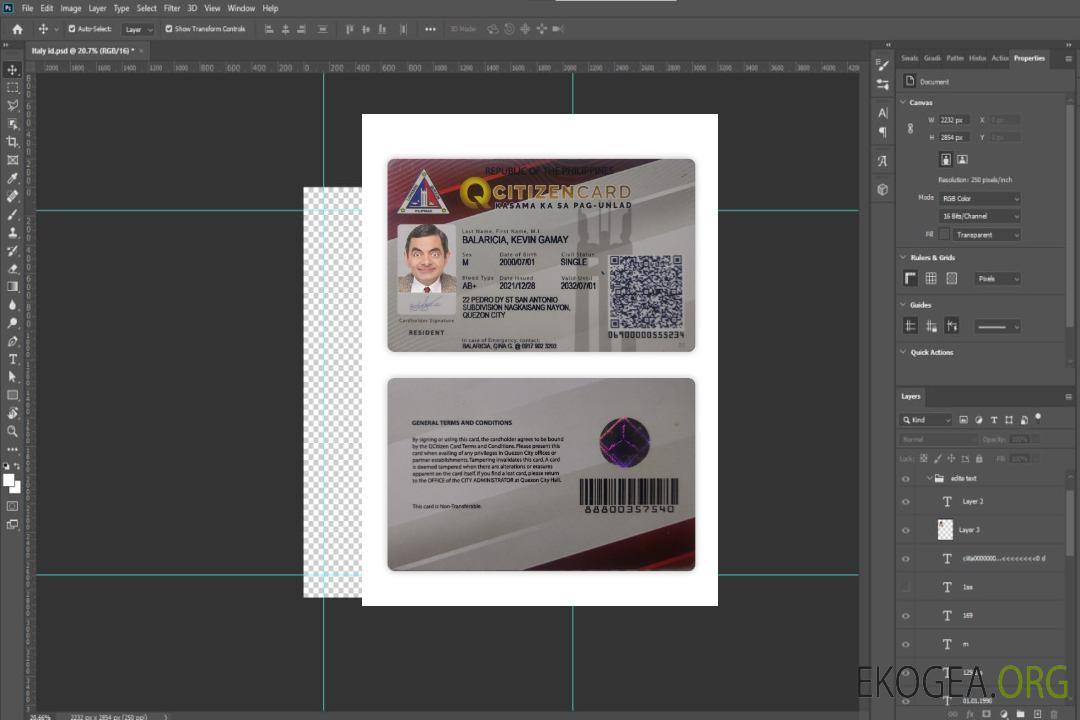 Carte d'identité de citoyen des Philippines template Carte d'identité de citoyen des Philippines template